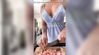 Sexy Blonde is Cooking