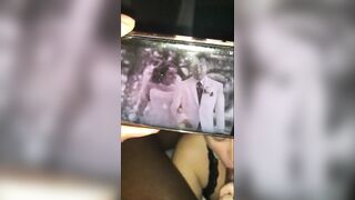 Black bull shows wedding photos while she sucks his BBC