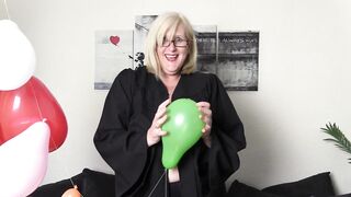 Mature Big Tit Teacher Enjoys some Balloon Popping Fun and a Wet Finger Fuck