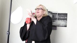 Mature Big Tit Teacher Enjoys some Balloon Popping Fun and a Wet Finger Fuck