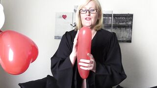 Mature Big Tit Teacher Enjoys some Balloon Popping Fun and a Wet Finger Fuck