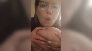 Mom Smokes and Caresses Huge Tits