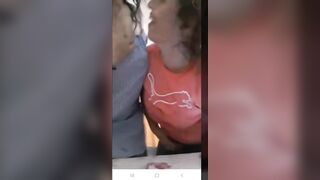 Two romanian women live on facebook