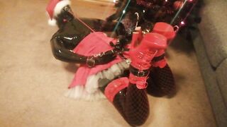 Louise Latex Naughty Santa Hogtied