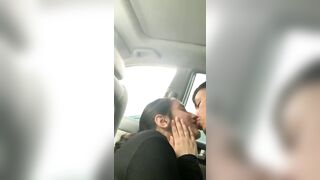 Latina surprised at getting filmed sucking cock in a car