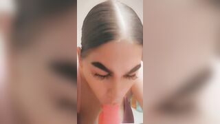 Slut Sloppy Sucking Hot Pink Dildo TEASER