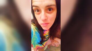 PinkMoonLust Pees on her Tampon String Peeing Urine Piss Fetish Hairy Girl Sits on Dirty Toilet