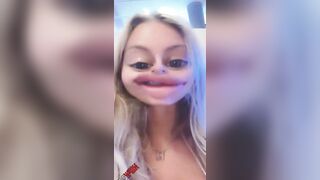 HORNY BLONDE WITH SNAPCHAT FILTERS AND GOES NAKED