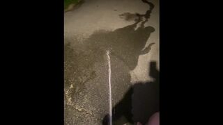 Desperate Pee Girl Sprays her Driveway with Multiple Huge Pee Streams