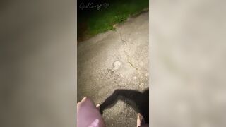 Desperate Pee Girl Sprays her Driveway with Multiple Huge Pee Streams