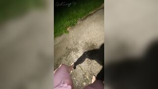 Desperate Pee Girl Sprays her Driveway with Multiple Huge Pee Streams