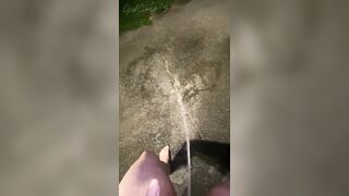 Desperate Pee Girl Sprays her Driveway with Multiple Huge Pee Streams