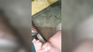 Naughty Slut is too Lazy to use the Bathroom and Opens up the Door and Pisses Outside!