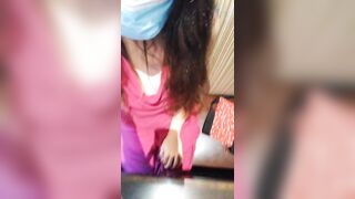 PUBLIC RESTROOM Facemask Covid-19 Pandemic MESSY Peeing Fetish Slut PinkMoonLust on ONLYFANS