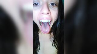 PinkMoonLust has Mouth Spit Drool Fetish Custom Video Order! Paid Slut GAGS HARD to make Saliva Fast