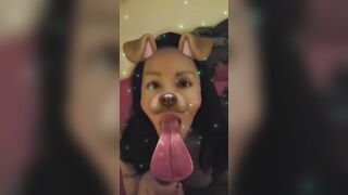 Snapchat Latina sucking that D with the dog filter