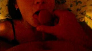 Girl Sucks Dick and Gets Cum in Mouth and Face. Private, Homemade