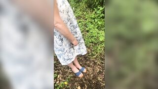 Outdoors wanking in the woods with the wife