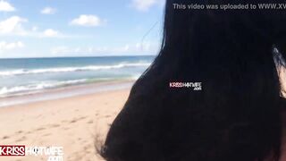 Kriss Hotwife Teen from Salvador Bahia Brazil and Cuckold Filming on the Beach