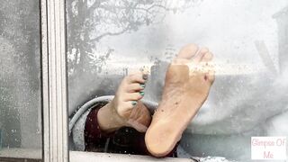 Feet against Window on a Relaxing Rainy Day Foot Fetish - Glimpseofme