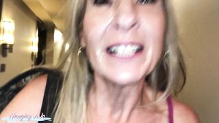 Hot Blonde MILF Cum Slut Takes Big Facial that Leads to Public Cum Walk and Bike Ride