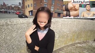 Walk with Cum on Face, Facial Cumshot Outdoors in a Public Place