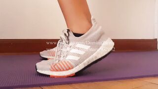 Domina Zarela - Adidas Sneakers Fetish - Stretching and Warming up before Starting my Workout