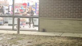 Noel Hawk goes Shopping at the Grocery Store in Super Sexy Shiny Yoga Pants