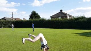 Flashing Pussy Doing Cartwheels In The Park