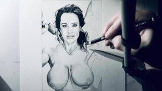 PORN ART #5 - LISA ANN FACIALIZAED BY TWO COCKS