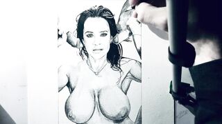 PORN ART #5 - LISA ANN FACIALIZAED BY TWO COCKS