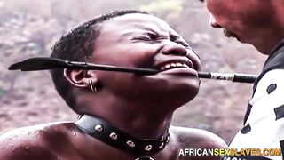 Submissive Ebony Painslaves Whipped to Tears