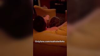 Husband cums while watching wife fuck bull in the theater