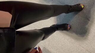 MILF in shopping center, juicy footjobs and anal sex