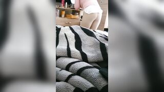 Step Mom in Leggings Stuck into Shelf get Fucked by Step Son