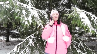 MILF Smokes in the Winter Forest