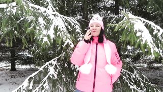 MILF Smokes in the Winter Forest