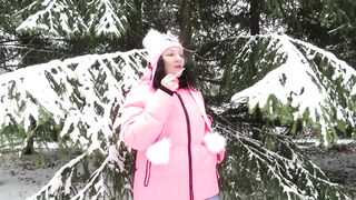 MILF Smokes in the Winter Forest