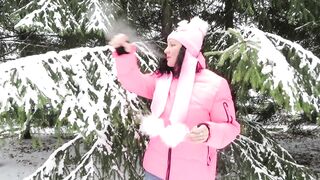 MILF Smokes in the Winter Forest