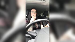 The incredible Charley Atwell smoking sexy while driving