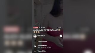 Turkish showgirl Alev Yakar flashing on periscope