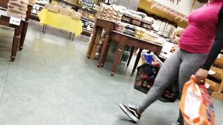 Uptown Shopping Creep Shots ebony tight booty grey leggings