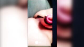 Asian fucking her dildo