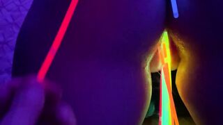 PARTY HOLE Girl - Glow Stick in Wet Pussy - PART 2