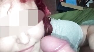 Wife sucking ex-boyfriend until she gets cum in her face