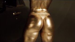 Twerking Bubble Butt In Gold Body Paint