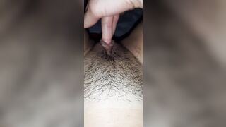 CHECK OUT MY SUPER WET TIGHT HAIRY PUSSY WHILE I FINGER IT CLOSE UP