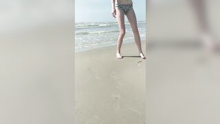 Bella Masturbates on Public Beach - Creamy Cum and Squirt