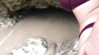 Amateur Fuck on An Island Beach ends with CumTaste