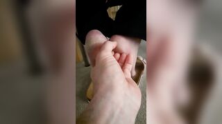 Mature feet tickle under chair 2